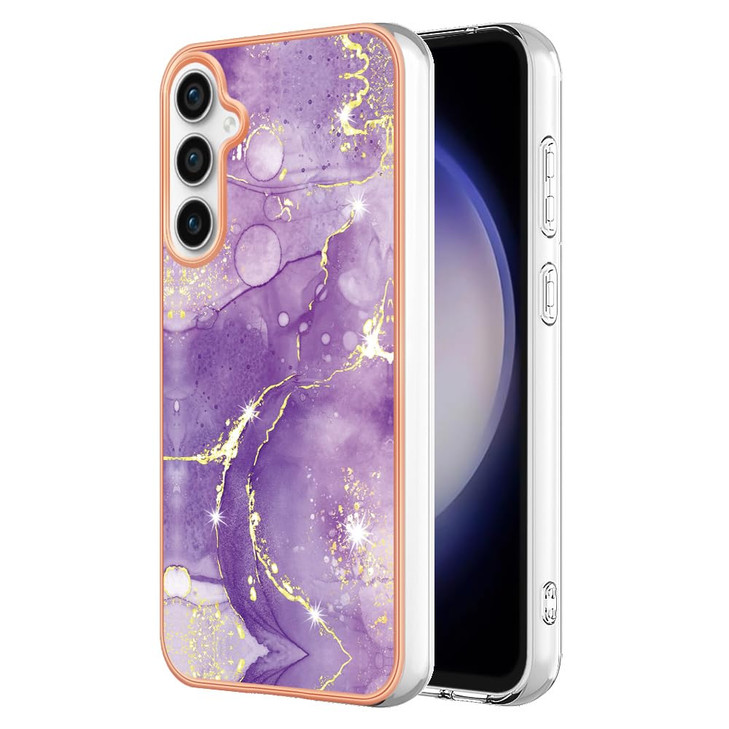 MEMAXELUS Compatible with Samsung Galaxy S24 FE Case Luxury Plating Silicone Shockproof TPU Soft Cover for Girls Women w