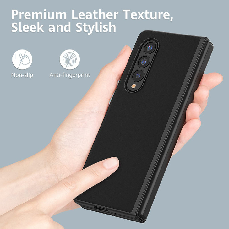 MATEPROX Compatible with Samsung Galaxy Z Fold 3 Case Slim Thin Lightweight Protective Phone Case with NonSlip Leather B