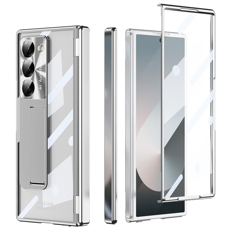 YQODSZ for Samsung Galaxy Z Fold 6 Case with Hinge Protection AllInclusive Crystal Clear Case with Kickstand Screen Prot