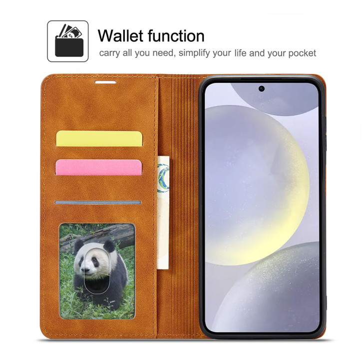 QLTYPRI Case for Samsung Galaxy S24 FE Premium PU Leather Cover TPU Bumper with Card Holder Kickstand Hidden Magnetic Ad