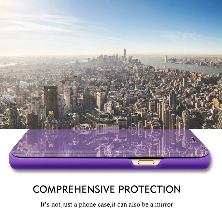 Z Fold 6 Case Compatible for Samsung Galaxy Z Fold6 5G Cell Phone Case with Kickstand PU Leather Clear View Mirror Flip