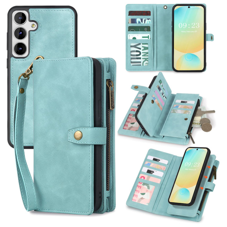 TwoHead Wallet Case Compatible with Samsung Galaxy S24 FEDetachable Magnetic Phone CasePU Leather AllRound Protective Ca