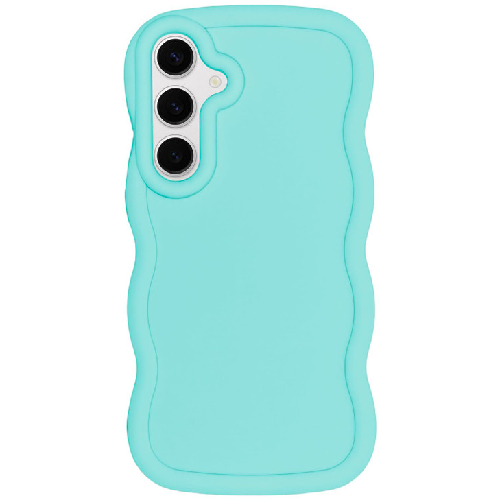 WOGROO Slim Fit Case for Samsung Galaxy A16 5G Wave Frame Cute Soft TPU Thin Protective Phone Cover for Women Light Cyan