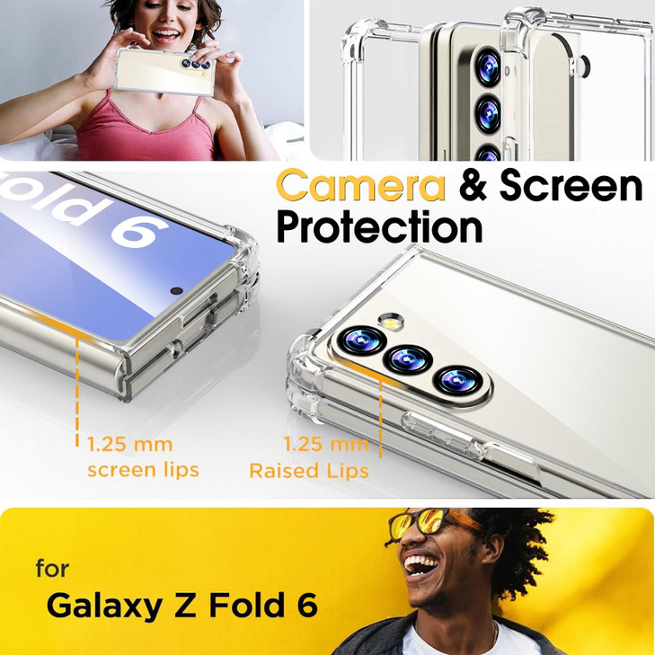 Z Fold 6 Clear Case for Samsung Galaxy Z Fold6 5G Case Slim Silicone Cases Transparent Hinge Protect Corners ScratchResi