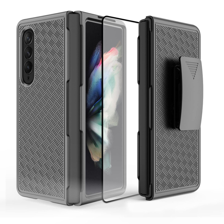 Ailiber Galaxy Z Fold3 5G Case Galaxy Z Fold 3 5G Holster with Screen Protector Swivel Belt Clip Kickstand Holder Combo