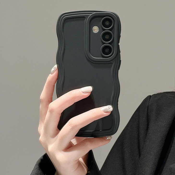 UEEBAI Wave Frame Silicon Case for Samsung Galaxy S24 FE 5G Phone Case Cute Wave Frame Slim Fit Shockproof Phone Bumper