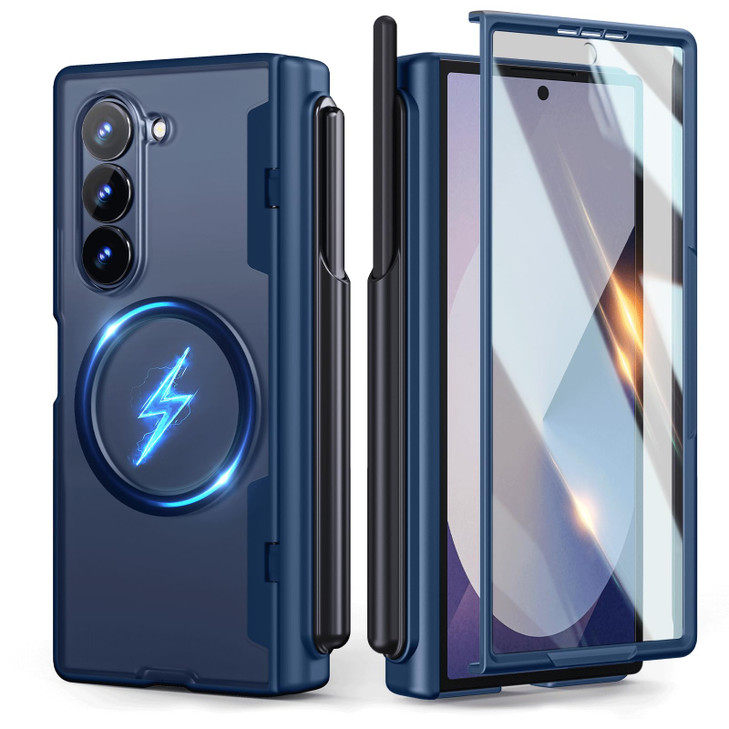 Lanhiem Magnetic for Samsung Galaxy Z Fold 6 Case with S Pen Holder Compatible with Magsafe Full Body MilGrade Shockproo