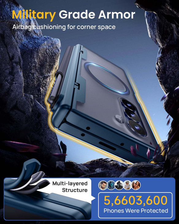 Lanhiem Magnetic for Samsung Galaxy Z Fold 6 Case with S Pen Holder Compatible with Magsafe Full Body MilGrade Shockproo