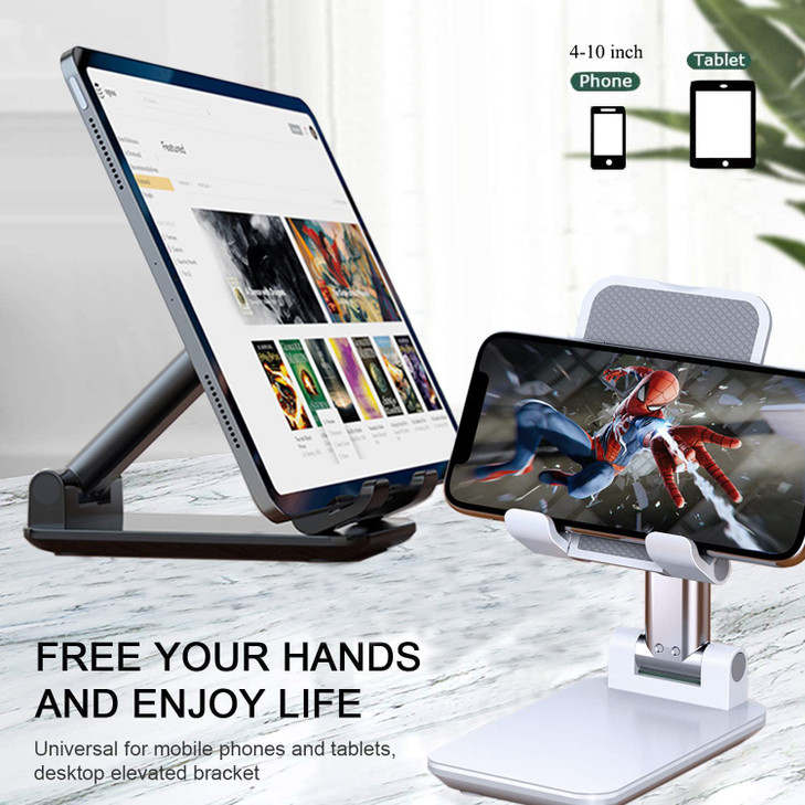 Meetuo 2 Pcs Cell Phone Stand Adjustable Angle Height Phone Stand for Desk Fully FoldablePortable Phone Holder Compatibl
