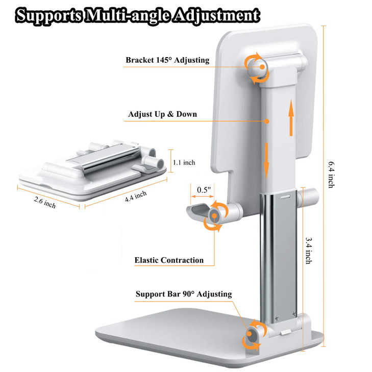 Meetuo 2 Pcs Cell Phone Stand Adjustable Angle Height Phone Stand for Desk Fully FoldablePortable Phone Holder Compatibl
