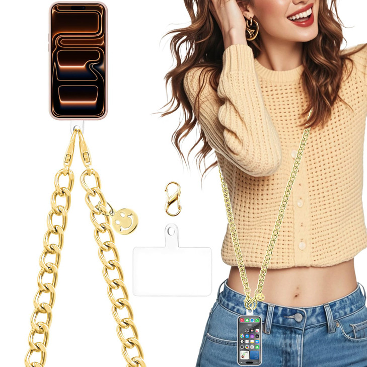 BERITNI Phone Lanyard Crossbody Beaded Phone Strap Universal Shoulder Phone Chain with Tether Tab Detachable Cellphone L