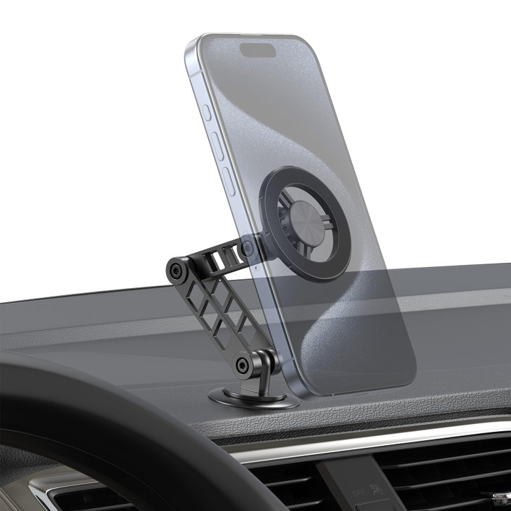 Mutigy Magnetic Phone Holder for Car Fits for Magsafe Car Mount 1080 Rotation and Foldable Strong Magnets Car Phone Hold