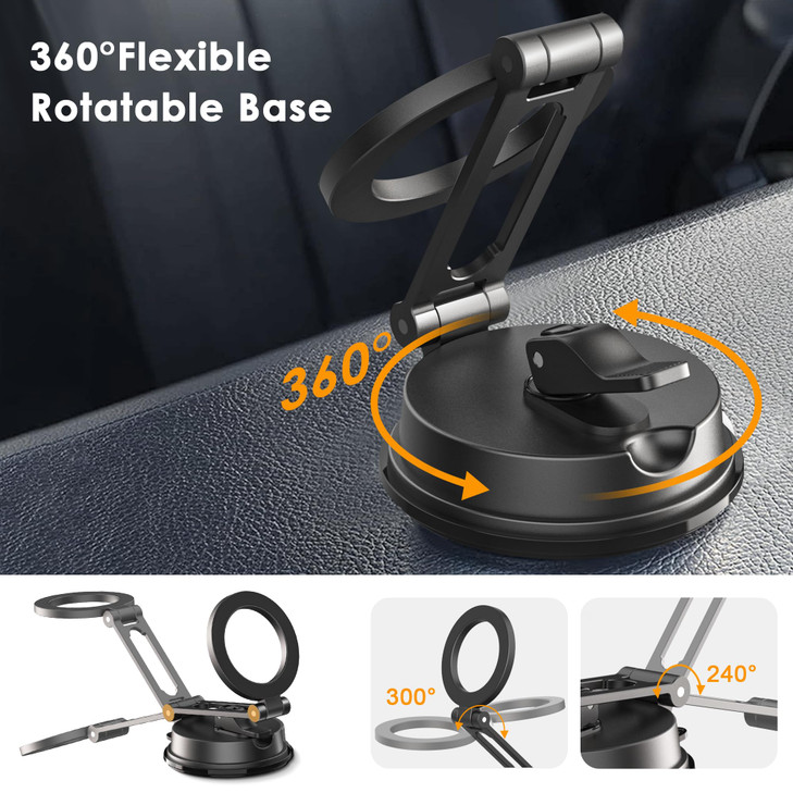CreaDream Magnetic Phone Holder for Car Vacuum Suction Cup Magsafe Car Mount for Dashboard Windshield Vent Car Phone Mou