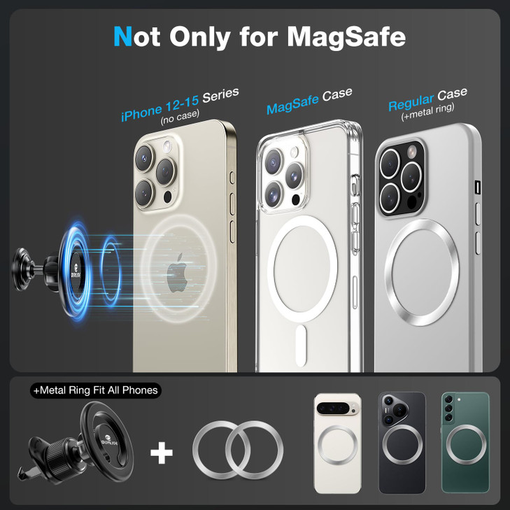 WONLIVE for Magsafe Car Mount 2 in 1 VentDashboard Magnetic Phone Holder 44 Strong Magnets Car Phone Holder Mount Fit iP