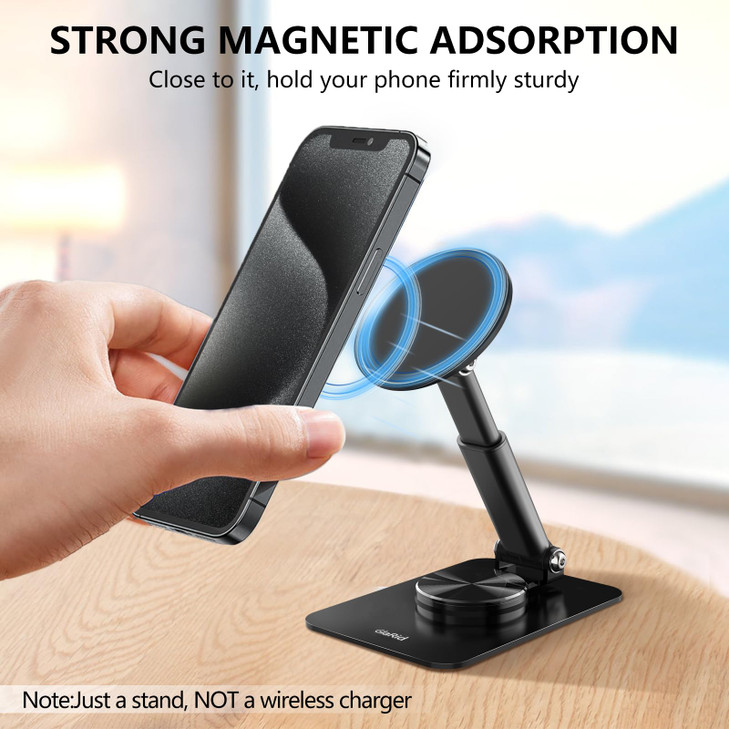 GlaRid Magnetic Phone Stand Compatible with MagSafe for iphone16 Phone Stand for Desk with 360Rotation Base Adjustable H