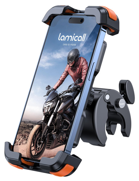 Lamicall Motorcycle Phone Mount Bike Phone Holder Upgrade Quick Install Handlebar Clip for Bicycle Scooter Cell Phone Cl