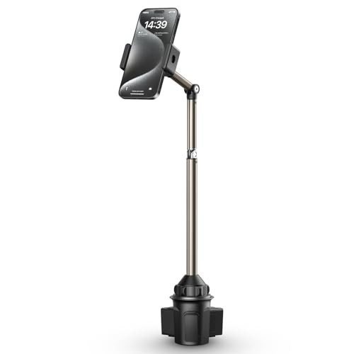 JSAUX Car Cup Holder Cellphone Mount Metal LongArm Ultra Stable Phone Holder for Car Cupholders Adjustable for iPhone 16