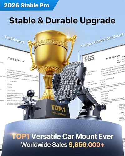 andobil 2026 MilitaryGrade Car Phone Holder Upgraded Strongest Suction Clip Phone Holders for Your Car Dashboard Windshi