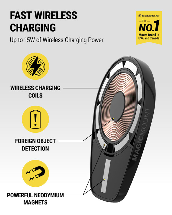 Scosche MPQ6 Magnetic Phone Holder for Car DashboardWindshield 15W Wireless Fast Car Charger Stand Hands Free Cell Phone