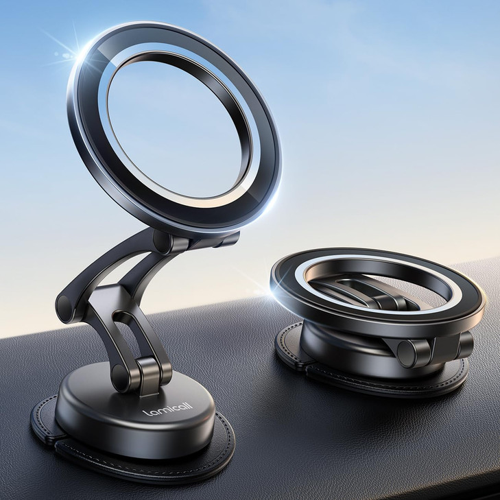 Lamicall for MagSafe Car Mount AllMetal Magnetic Phone Holder for Your Car Flexible Threeaxis Cell Phone Car Mount Dashb