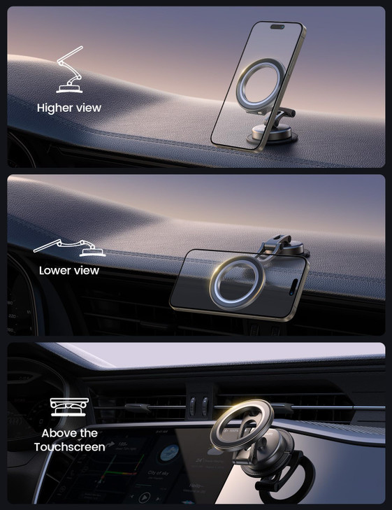 Lamicall for MagSafe Car Mount AllMetal Magnetic Phone Holder for Your Car Flexible Threeaxis Cell Phone Car Mount Dashb