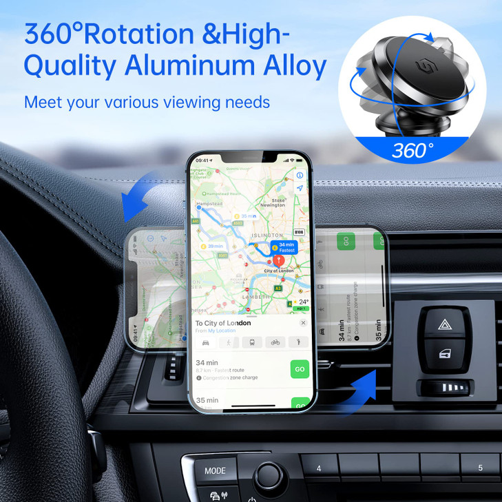 SYNCWIRE Magnetic Phone Holder for Car Super Strong Magnet Phone Holder Mount Air Vent 360 Rotatable Cell Phone Holder M