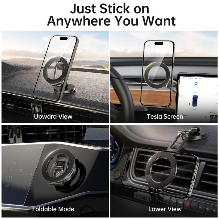 Syncwire Fits MagSafe Car Mount for Car DashTesla ScreenAllMetal Magnetic Phone Holder Flexible Threeaxis360 Rotation Ca