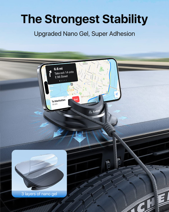 andobil Upgraded Car Phone Holder Stable Silicone Phone Holders for Your Car 360Rotatable Dashboard Cell Phone Holder Ce