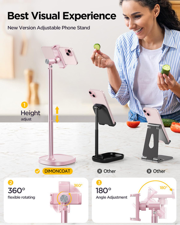DIMONCOAT Cell Phone Stand for Desk Stocking Stuffers Gifts for Teens Girls Boys AdultsPhone Holder Angle Height Adjusta