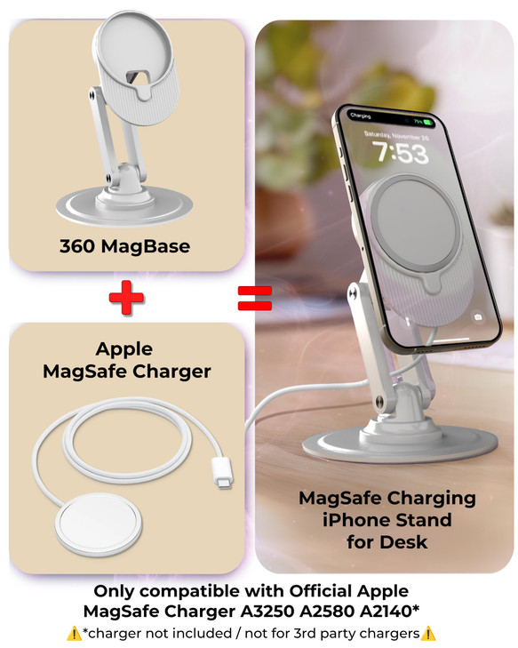 COOPER 360 MagBase iPhone MagSafe Charger Stand for Apple MagSafe Charger Not Included AirPods Charger MagSafe Stand for