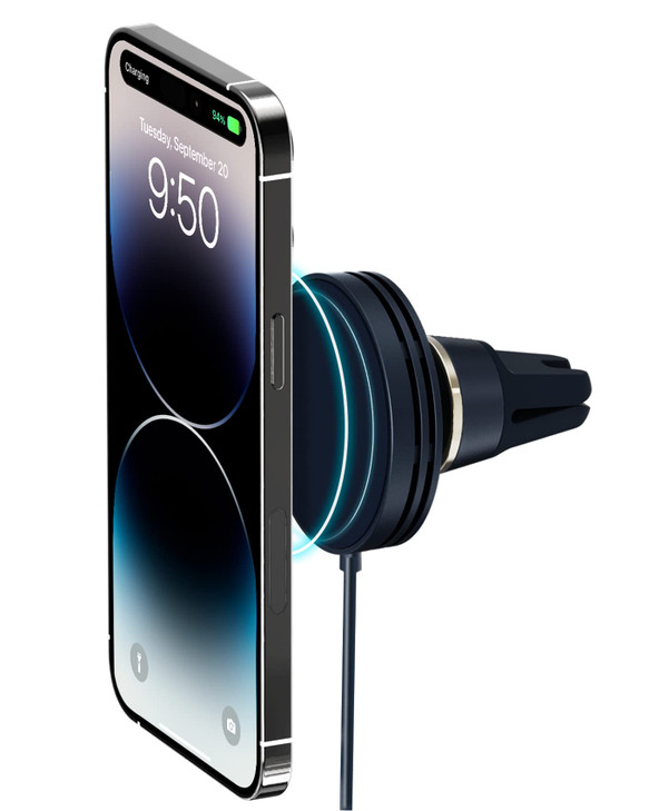 iOttie Velox Mini MagSafe Compatible Air Vent Car Mount in Midnight Blue with Wireless Charging Compatible with MagSafe