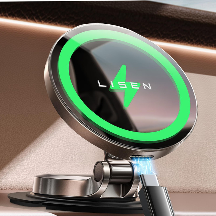 LISEN Magsafe Car Mount Charger 15W Fast Charging Magnetic Wireless Car Charger Mini Fast Charging 2025 Ultra Magnetic C