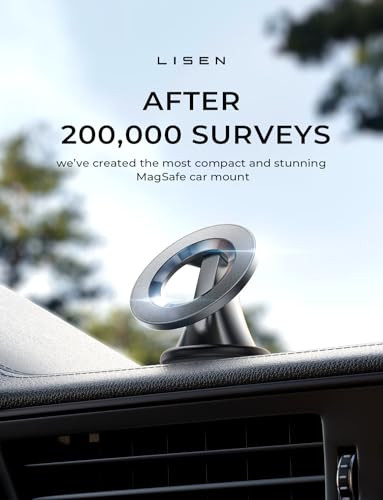 LISEN for Magsafe Car Mount Mini 360 Rotating Magnetic Phone Holder for Car Dash Magnetic Phone Mount Car Accessories fo