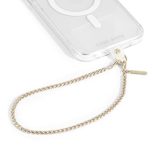 CaseMate Phone Charm with Gold Chain Detachable Anti Theft Strap HandsFree iPhone Wrist Strap for Women Phone Wristlet F