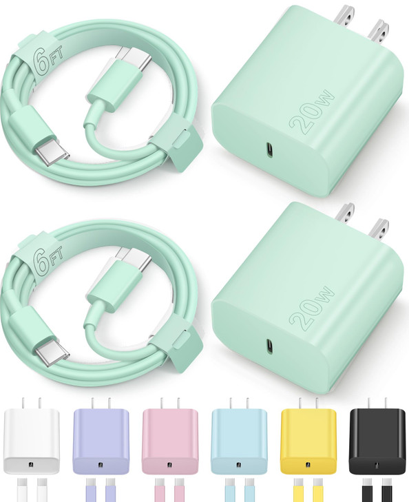 iPhone 17 16 15 Charger Fast Charging Type C Chargers USB C Charger Block iPhone Air Chargers with 2 Pack 6FT Cable for