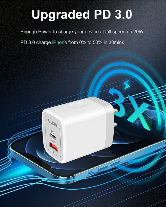 3Pack20W USB C Charger Adapter DualPort PD USBC Wall Charger Block for iPhone 17 Air 16e 16 Pro Max 16Pro 15 Type C Bric