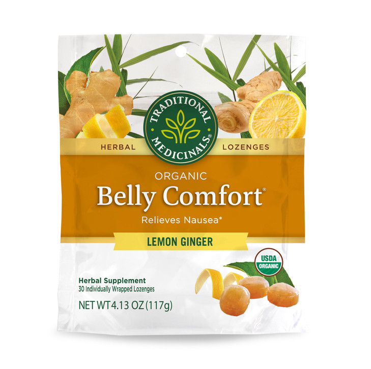 Traditional Medicinals Organic, Belly Comfort Lozenges, Lemon Ginger - Supports Nausea Relief and Occasional Indigestion - Kosher, Non-GMO, Stimulant