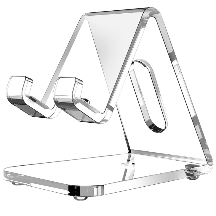 CreaDream Acrylic Cell Phone Stand 5mm Thicker Clear Cell Phone Holder Transparent Phone Stand for Desk Desktop Desk Acc