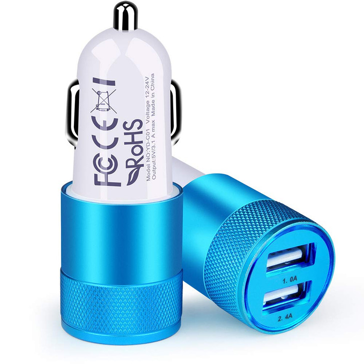 Cigarette Lighter Adapter USB Car Charger 34a Fast Charging DualPort Cargador de Carro for iPhone 17 16 15 14 13 12 SE 1