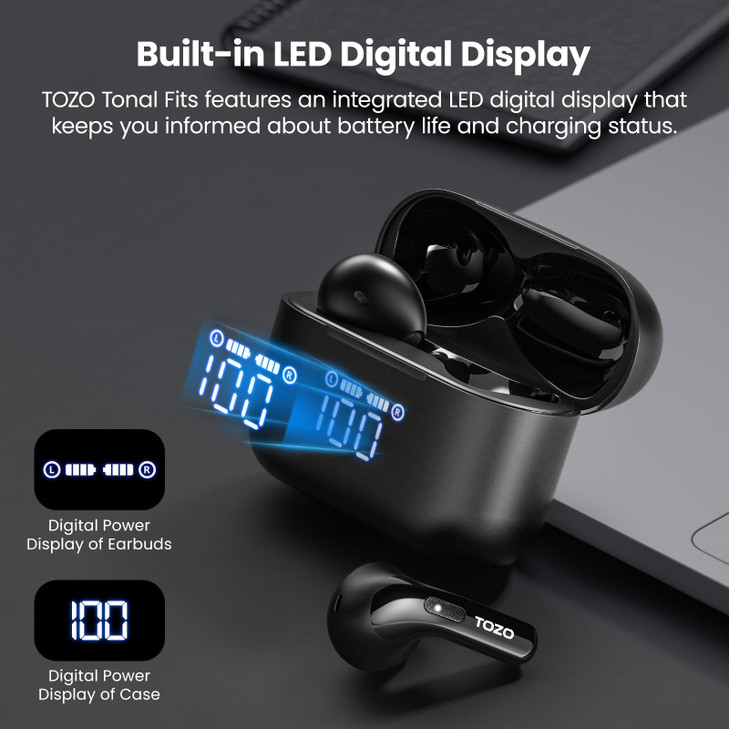 TOZO T21 Wireless Earbuds Bluetooth 53 in Ear Headphones Dual Mic Call Noise Cancelling IPX8 Waterproof 44H Playback Ste