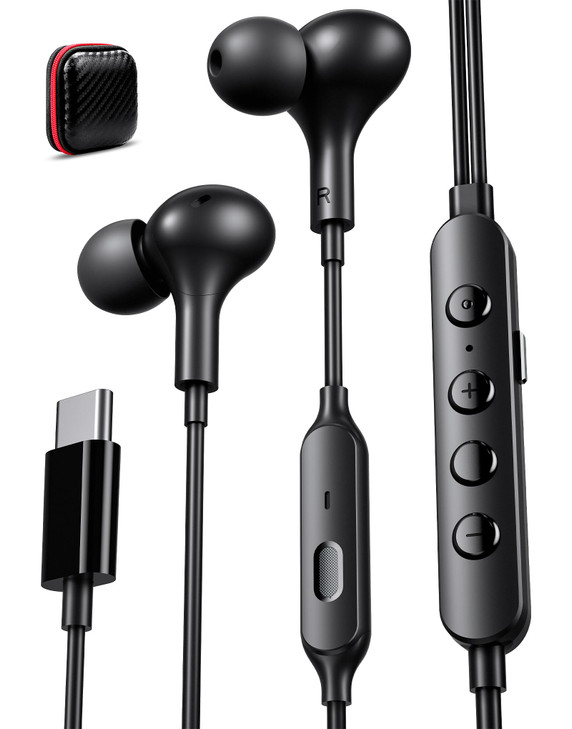 Wired Earbuds Headphones USB C Plug in Ear Buds with 5 Sound Effects Stereo Bass Music Corded Wire Earphones for iPhone