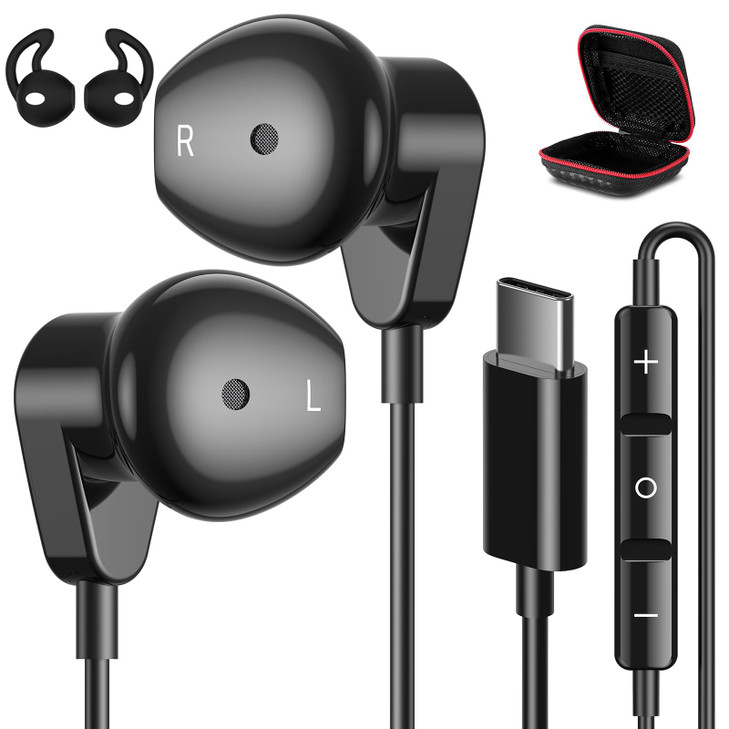 APETOO USB C Headphones for iPhone Air 17 16 Pro Max 15 Plus iPad HiFi Stereo USBC Wired Earbuds with Microphone Volume