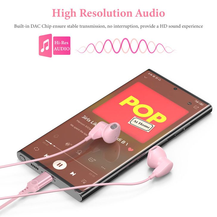 APETOO USB C Headphones for iPhone 15 Plus 16 17 Pro Max iPad Pro USBC Wired Earbuds with Microphone Volume Control HiFi