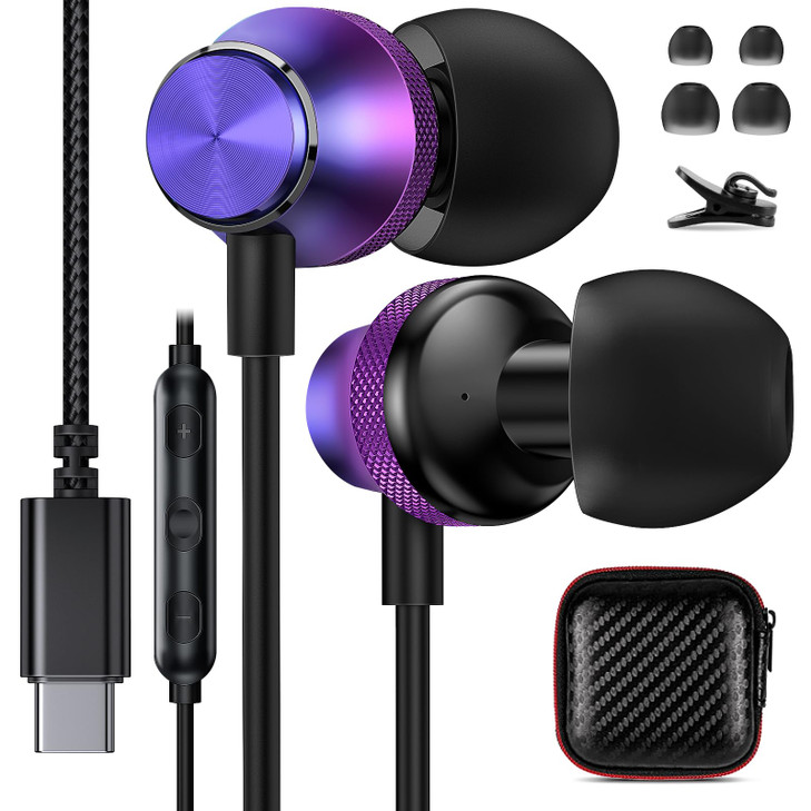 USB C Headphone for iPhone 17 16 Pro Max 15 Plus iPad 11 Mini 6 Pixel 10 9 8 COOYA Type C Wired Earbuds for Samsung A16