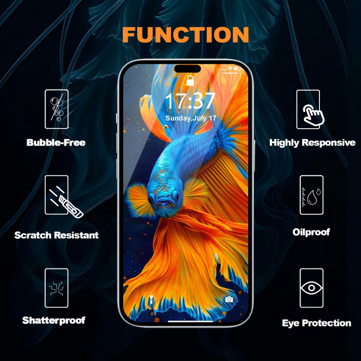BJVVKW 3 Pack Full Screen Protector for iPhone 16 Pro Max 69 inch Tempered Glass Privacy HD Clear Scratch and Impact Pro