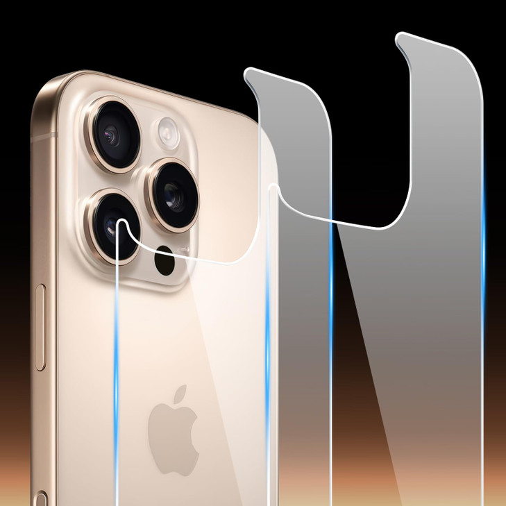 Siminsy 2 Pack Back Screen Protector for iPhone 16 Pro Back Tempered Glass Protector AntiScratch BarePhone Touch Feeling