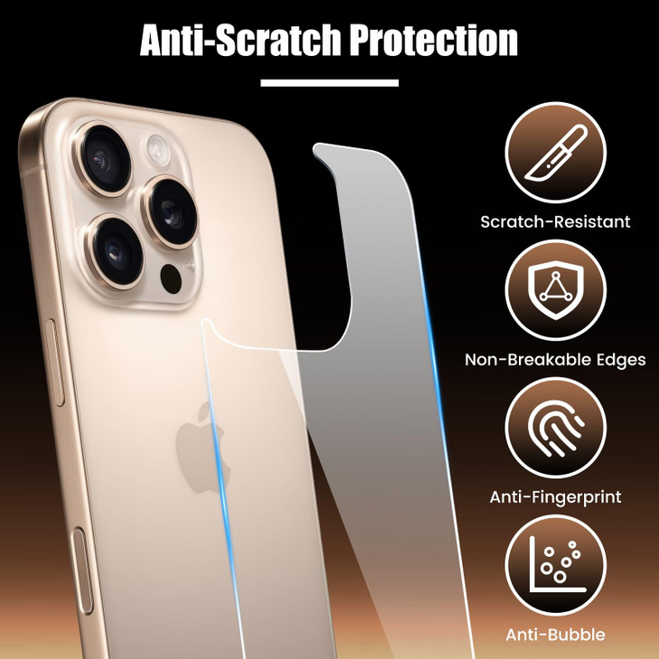 Siminsy Screen Protector for iPhone 16 Pro Tempered Glass Screen Protector including Front and Back Protectors Camera Pr