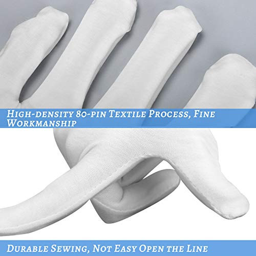 30 Pcs White Cotton Gloves for Dry Hands Moisturizing Eczema Overnight, Men and Women Stretchable Cloth White Gloves for Coin Jewelry Silver Inspecti