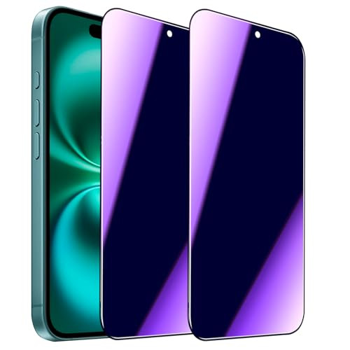 SOOPUR 2 Pack Compatible with iPhone 16 Privacy Screen Protector AntiSpy AntiBlue Light Eye Protection Tempered Glass Fi