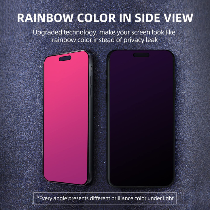 EGKimBa Privacy Screen Protector for iPhone 16 Pro Max 69 inch Tempered Glass Gradient Colorful Anti Blue Light HD Full